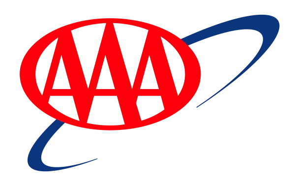 AAA logo featuring three red letters inside an oval, encircled by a blue orbit.