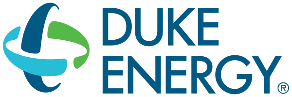 Duke Energy logo featuring a stylized circular emblem of blue and green curved shapes next to the company name.