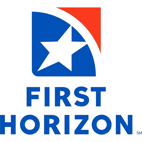 First Horizon logo featuring a white star inside a blue and red shape above the text “FIRST HORIZON”.