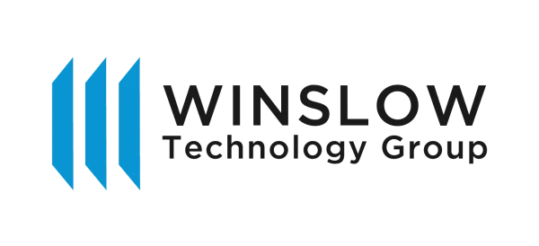 Winslow Technology Group logo, featuring three blue diagonal bars to the left of the company name.